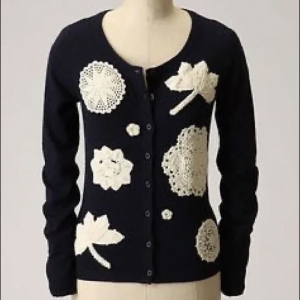 Anthropologie Karen Nicol Crochet Applique Cardigan XS